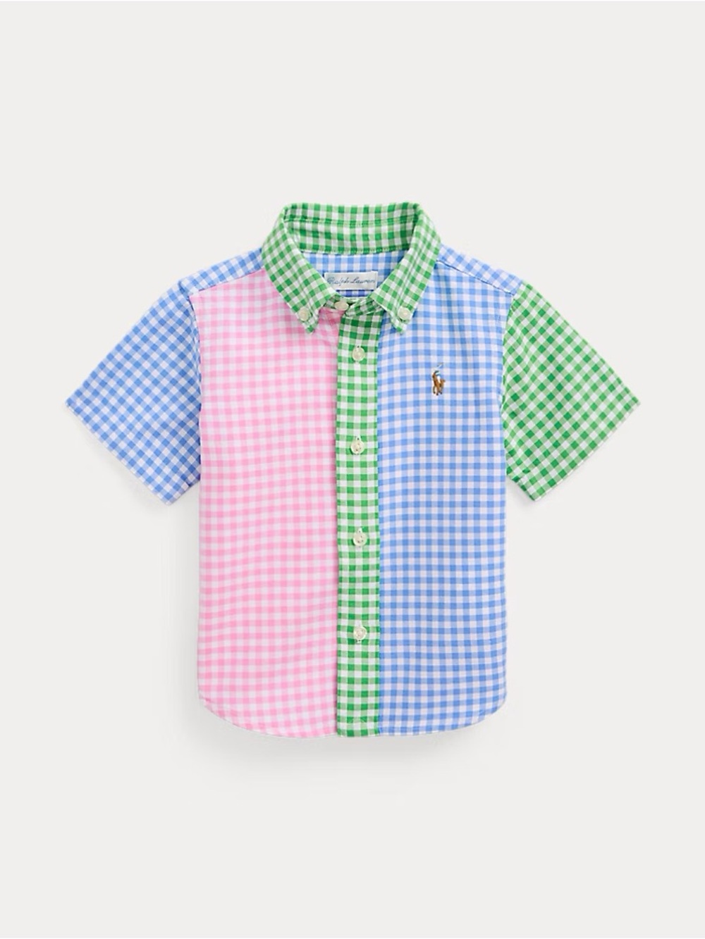 Ralph Lauren Toddler Gingham Oxford Short-Sleeve Fun Shirt - 3/3T